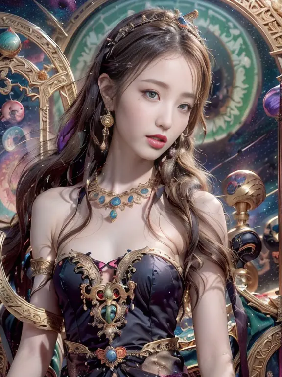 1 zodiac goddess from the future, Wearing a thin silk dress, The palace goddeseautiful, The goddess of the zodiac wore a colorfu...