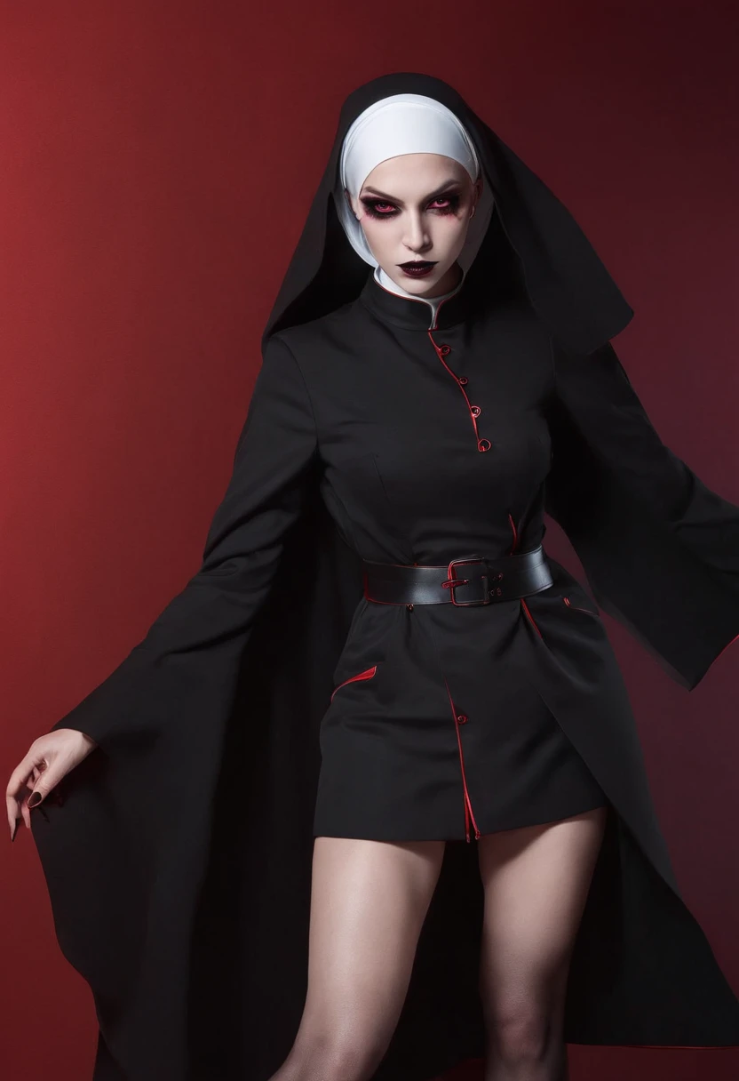 Sexy demon nun poses for a photo, Body without clothes, big box - SeaArt AI