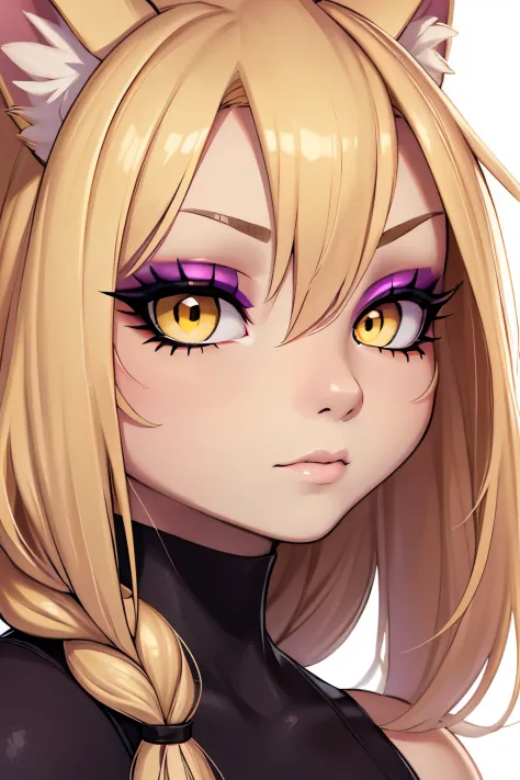 Catgirl, (blonde hair), braid, detailed face, blonde ears, ((face close-up)), Yellow eyes, expressive eyes,
BREAK,
Bold and shar...