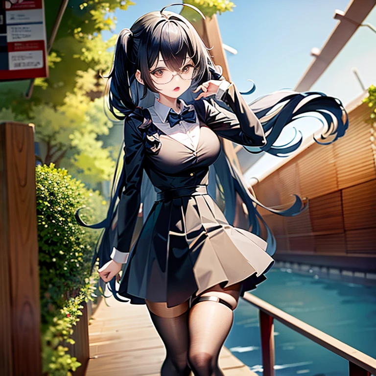 フェンスの前でポーズをとる制服を着たanime girl, beautiful anime high school girl, anime style 4k, Cute girl anime visual, 4k manga wallpaper, Kantai Collection Style, 若いanime girl, girls front line style, anime moe art style, 走っているanime girl, かわいいanime girl, 4k anime wallpaper, anime girl