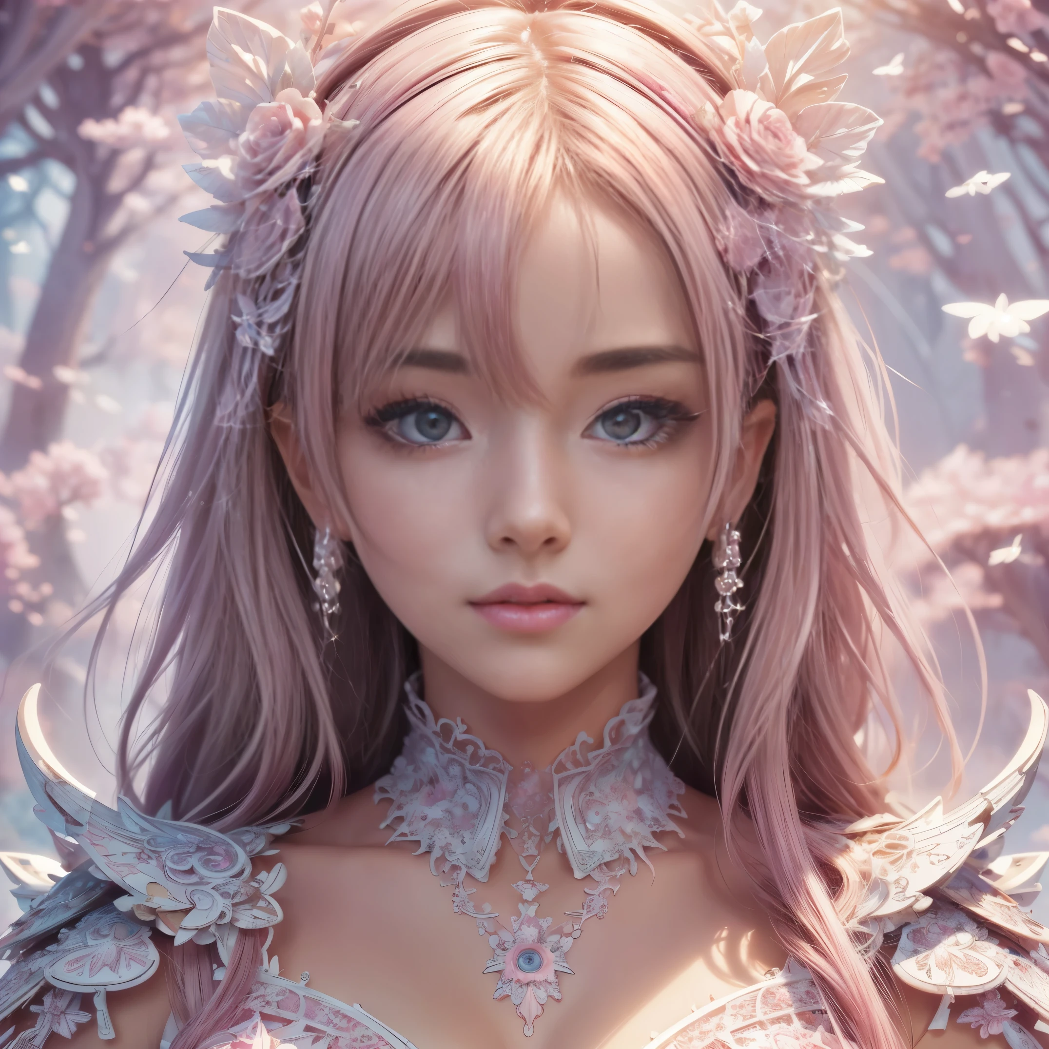 (disorganized, High resolution, super detailed), 1 girl, alone, very fine eyes, (official art, beauty and aesthetic: 1.2), (fractal art: 1.3), White-pink color scheme, most detailed