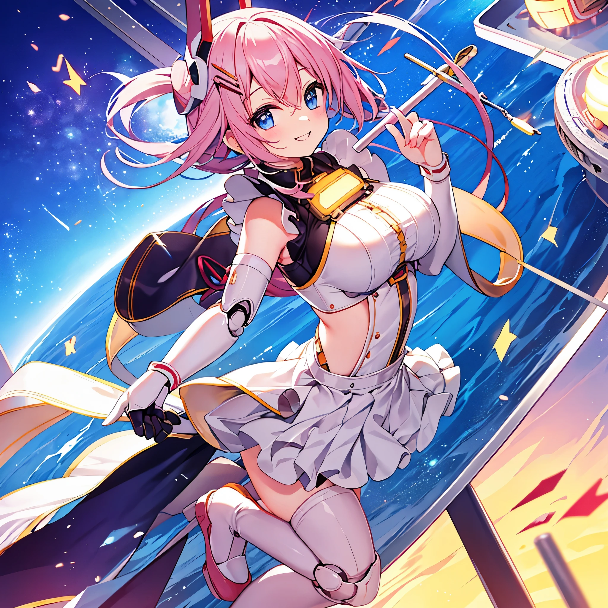 highest quality、masterpiece、High resolution、(Android Girl:1.3)、mechanic body、One beautiful girl、maid、detailed face、smile、(robot joints:1.2)