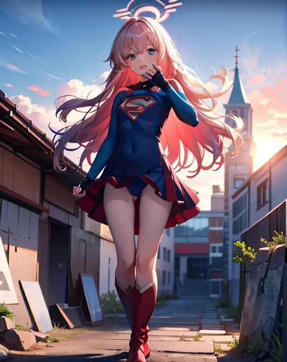 ((highest quality, masterpiece, disorganized) ，supergirl，Crab crotch，M-shaped legs，please show me your boots , 17 years old,long...