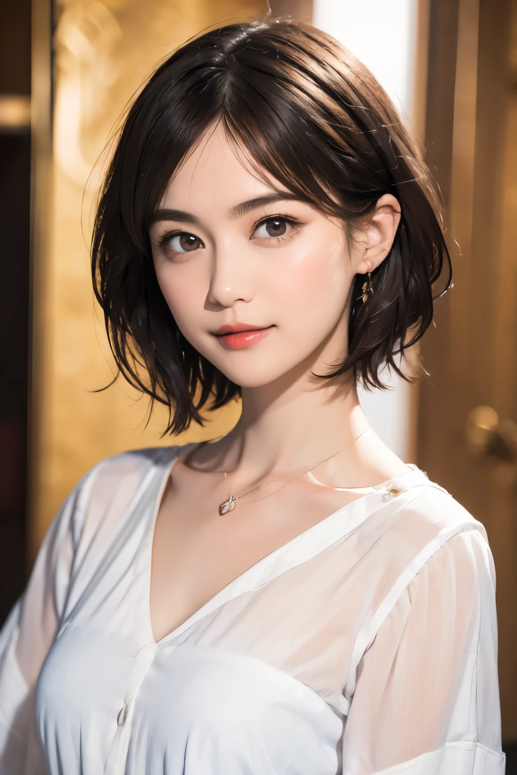 144
(20 year old woman,Are standing), (Super realistic), (high resolution), ((beautiful hairstyle 46)), ((short hair:1.46)), (gentle smile), (brest:1.1), (lipstick)
