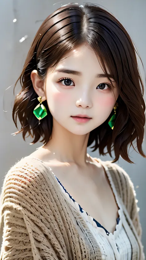 Portrait、master piece:1.3、one girl、Upper body、upper body、baby face、natural look、Very cute、brown hair、detailed eyes、short bangs、s...