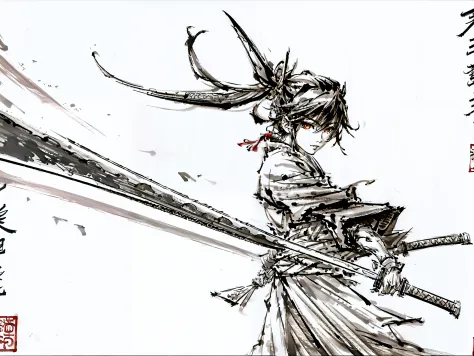 samurai,Er Dao Liu,master piece,highest quality,ultra high resolution,4K,Super detailed,8K