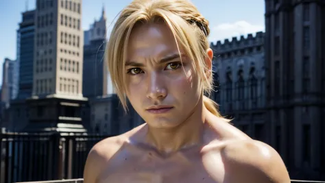 masterpiece, best quality, , 1boy, solo, male focus, looking at viewer, , , , realistic, edward_elric, blonde hair, yellow eyes,...