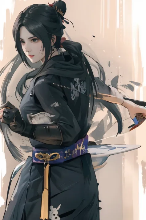 a close up of a person holding a knife and a bowl, portrait ninja gaiden girl, jrpg character, masamune shiro, masamune, inspire...