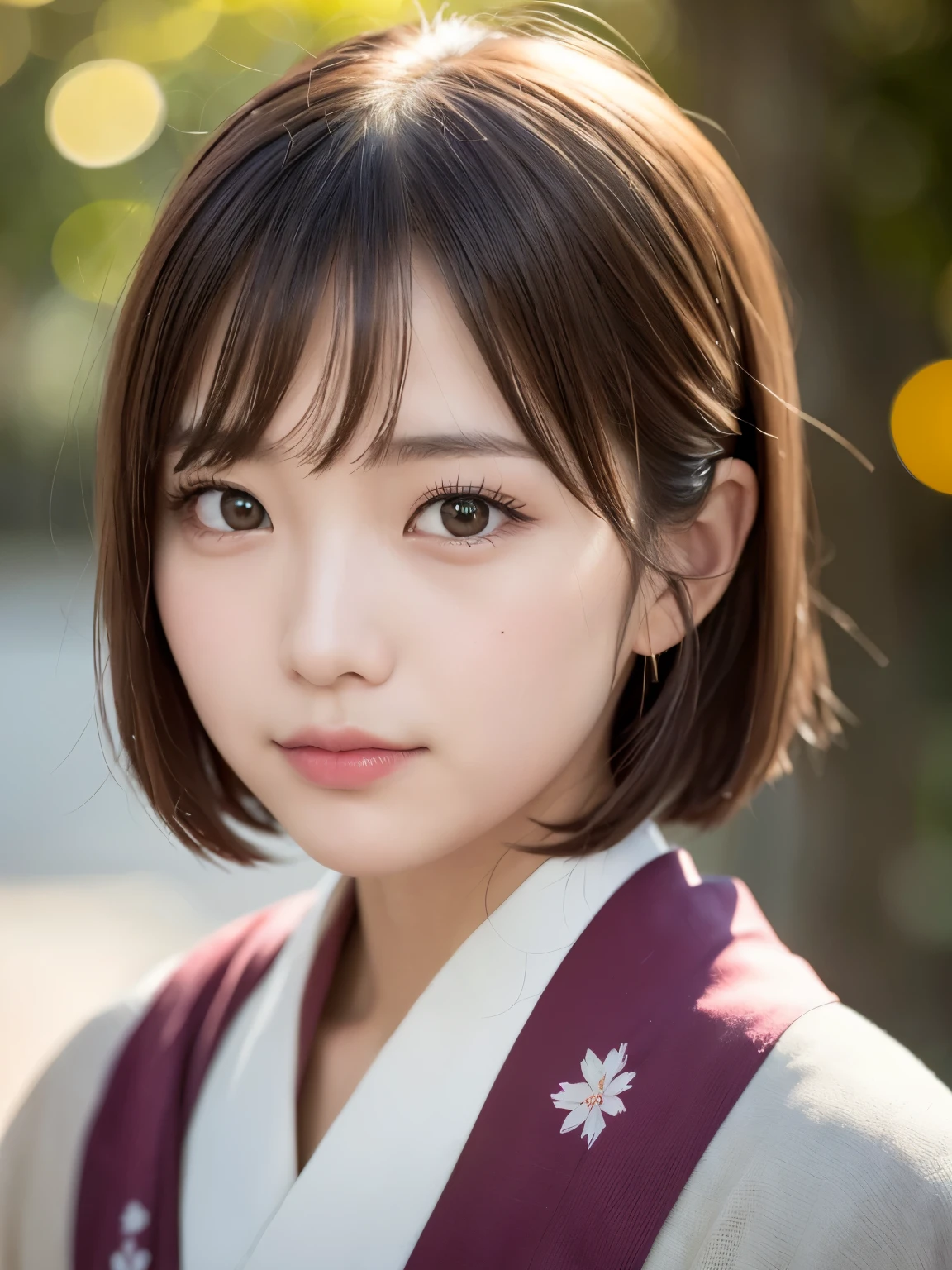 ((of the highest quality, 8K, masutepiece: 1.3, Raw photo)), Sharp Focus: 1.2, (1 AESPA Girl :1.1), Solo, (Realistic, Photorealistic: 1.37), (Face Focus: 1.1), Cute face, hyperdetailed face, (short messy hair: 1.2), Small Smile, Japanese theme, flower pattern KIMONO, standing at the Japan Garden, cinematic lighting, Beautiful Japanese makeup, A beautiful woman that symbolizes Japan culture, 
BREAK 
(muted colors:1.4), (faded photo:1.3), polaroid photo, (film grain:1.3), depth of field, (bokeh:1.1), (light and shadow:1.1), 