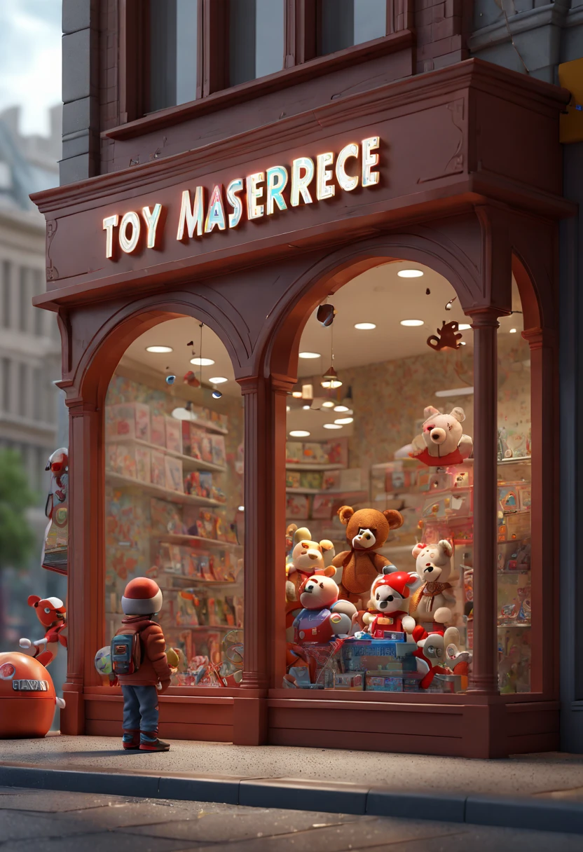 poster style, movie poster, Cover art, Toy Store, Window Display, octane render, enhance, intricate, (best quality, masterpiece, Representative work, official art, Professional, 8k wallpaper:1.3)