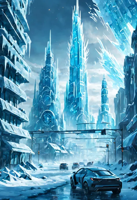 An ice storm invades a futuristic city and everything becomes frozen