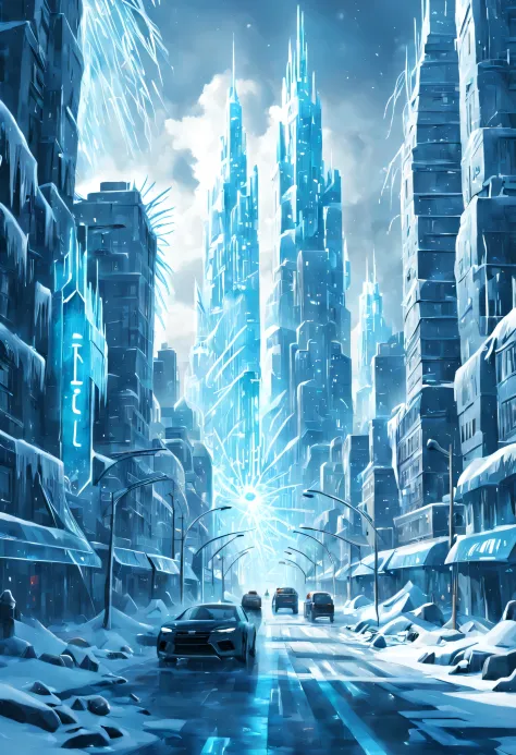 An ice storm invades a futuristic city and everything becomes frozen