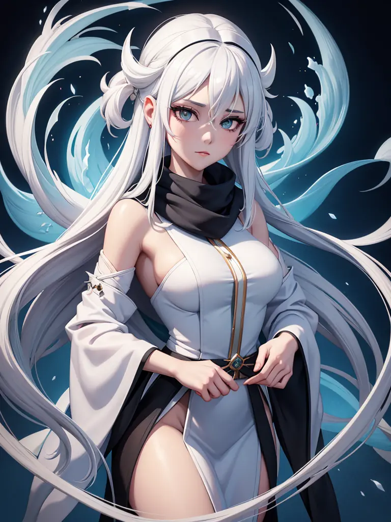 a close up of a woman with a white hair and a black scarf, a character portrait by Yang J, pixiv contest winner, fantasy art, wh...
