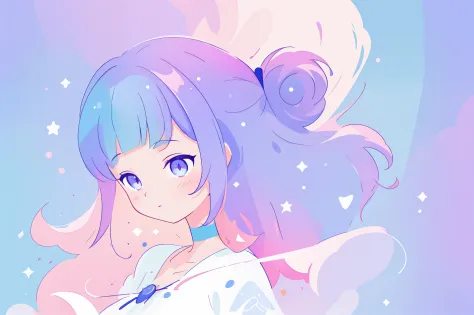beautiful anime girl, portrait, vibrant pastel colors, (colorful), magical lights, long flowing colorful hair, inspired by Glen ...