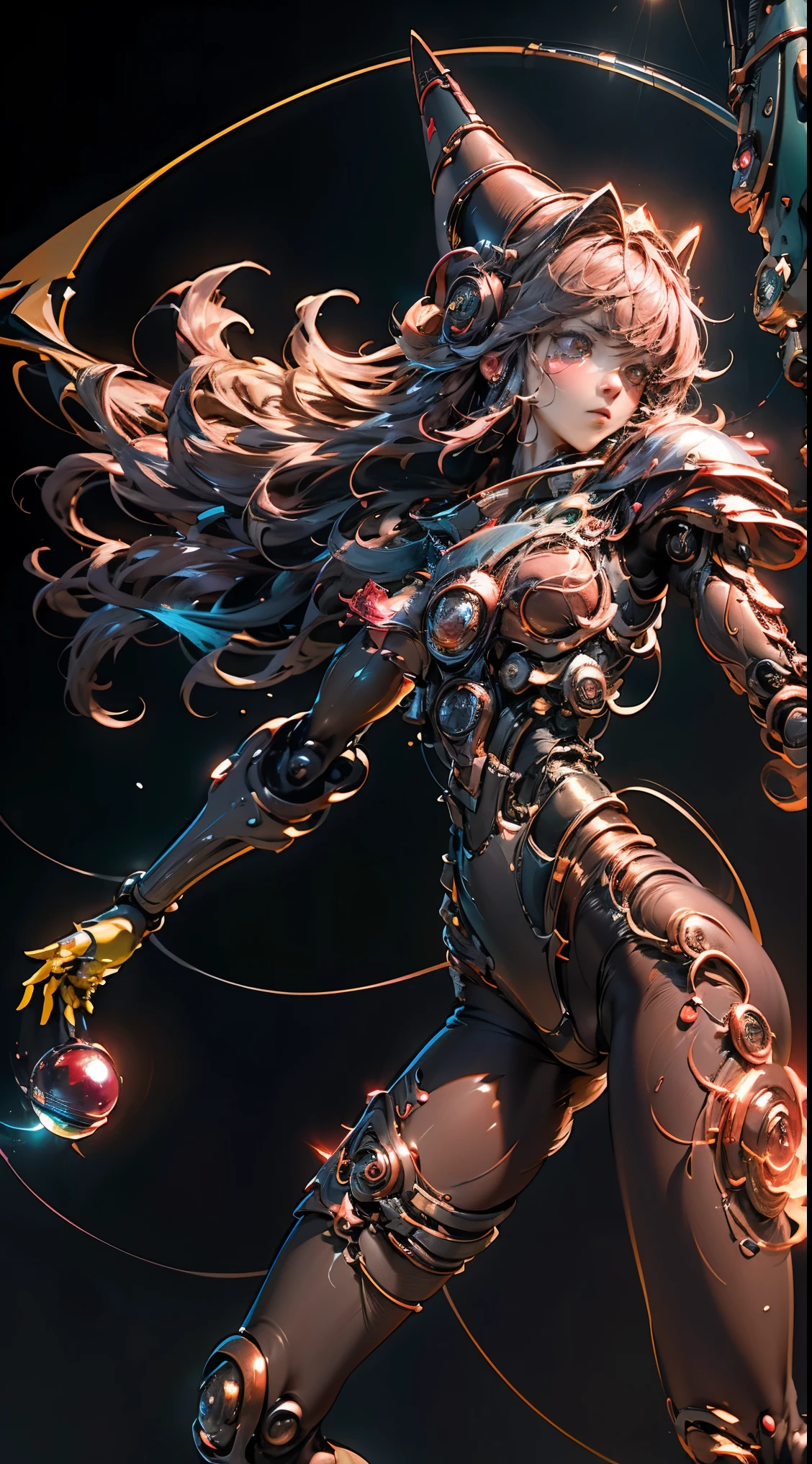 (Tabletop,extremely detailed, Heavy wicks, hard surface),(conceptual art:1.1),(Shielded core style:0.8), A woman in robo ninja armor is standing.,(red body:1.1),(long legs:1.1),(Equipped with saber and chain.:1.1),(A detailed eye:1.3),(A detailed face:1.3),(Detailed weapons:1.3),(detailed body:1.3),((full bodybian:1.5)),(The background is a crimson flame.:1.5),realist