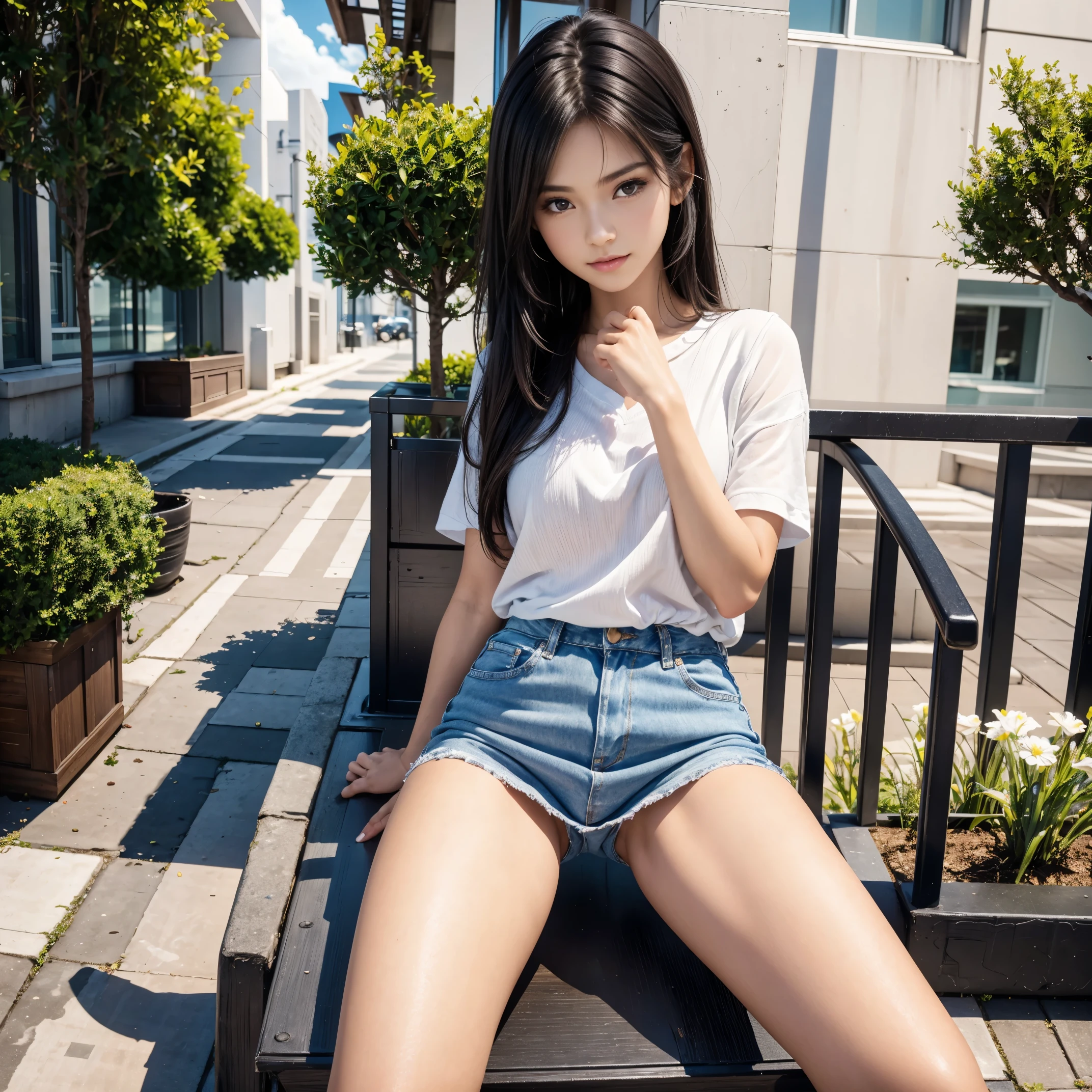 cute teenage girl, Height about 160cm, brown eyes, bright and cute colored clothes, long straight black hair, masterpiece, 最high quality, 超high quality, high quality, High resolution, ultla High resolution, disorganized, 4k, 8K, 16k, very detailed, Complex, great shading, high contrast, realistic, photo realistic, RAW photo, photo shoot, super detailed illustrations, shortening, perfect anatomy, correct anatomy, perfect proportions, perfect face, perfect hands, perfect legs, perfect fingers