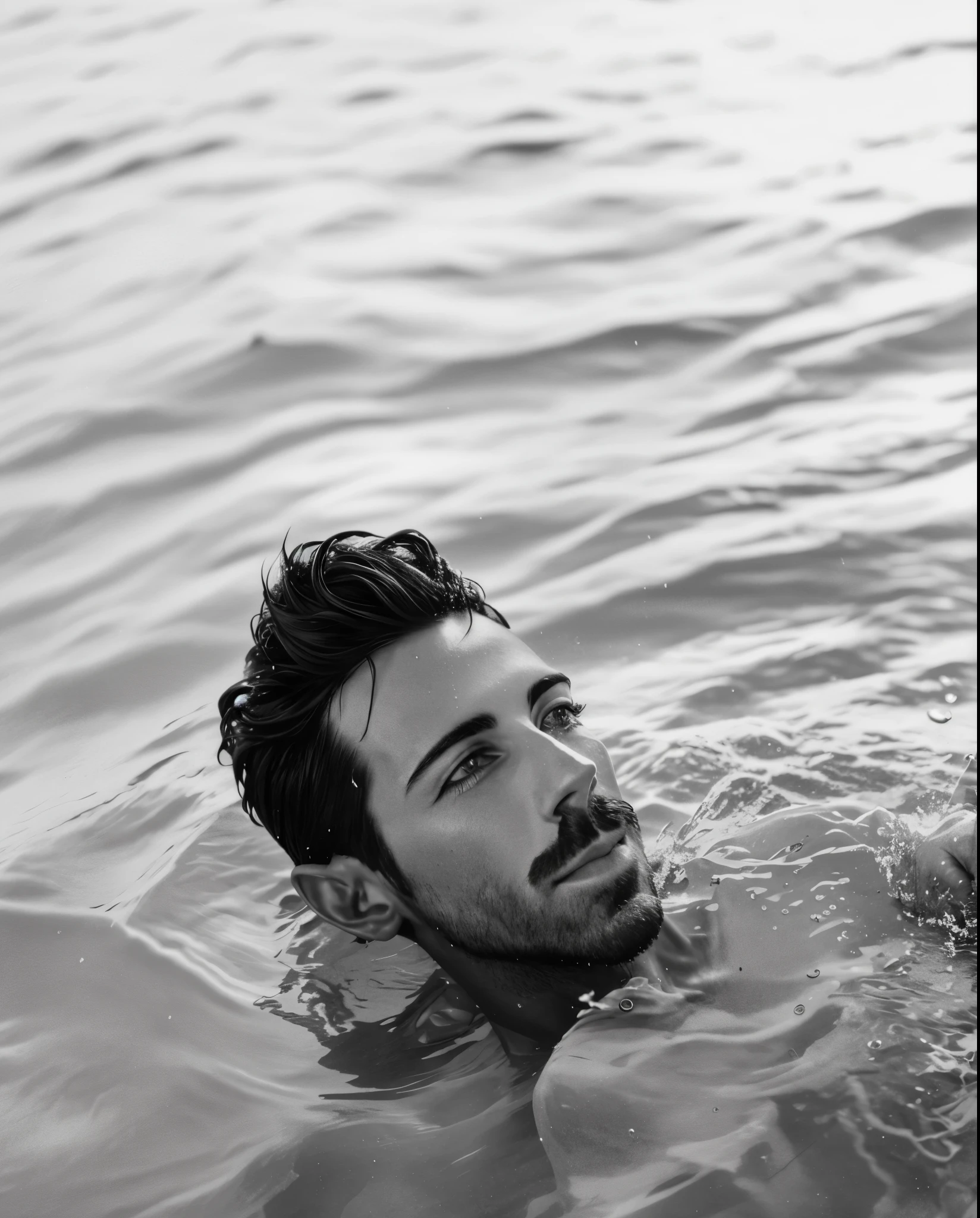 faaris azura in the water with a frisbee in his hand, faaris in the water, handsome faaris azura, in water, in the sea, on the ocean water, beautiful faaris azura, in the ocean, editorial portrait