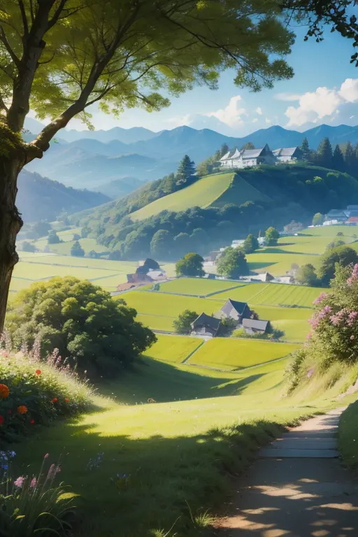 beautiful sanctuary landscape, flores de cerejeira, pinheiros, anime arte de fundo, art style of japan, linda cena de anime, det...