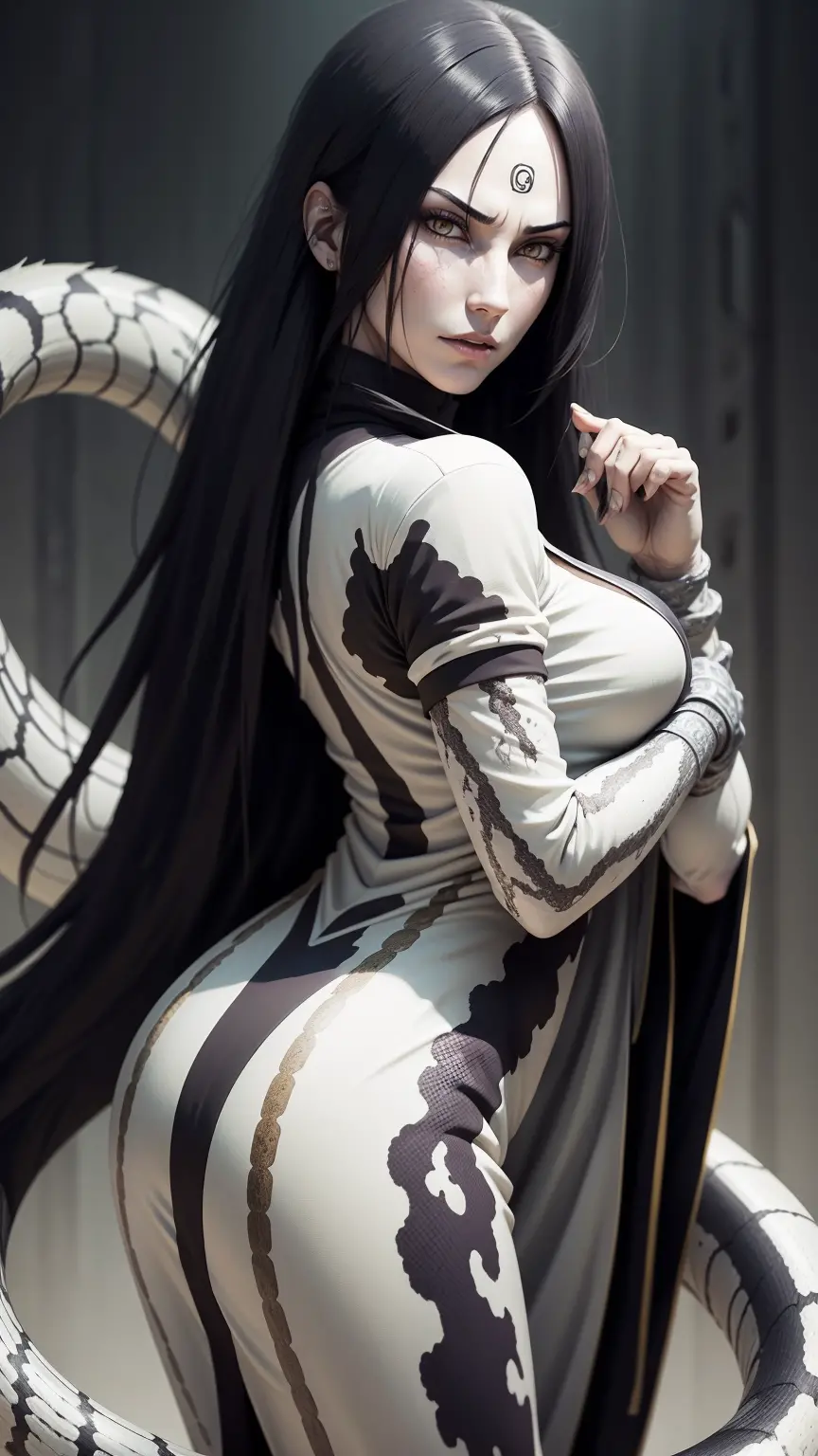 {-erro_de_anatomia:1.0} estilo anime, Masterpiece, absurdities, Orochimaru\(Naruto\), 1girl Solo, Mature woman, Oversized shirt ...