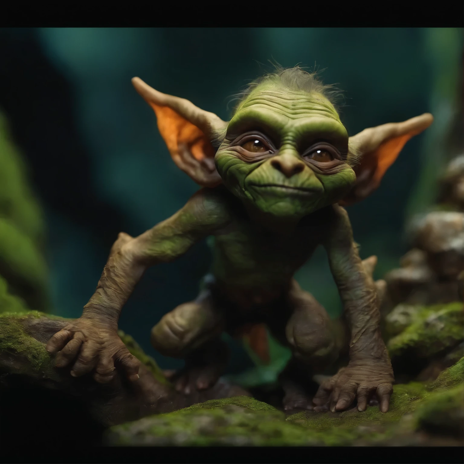 In the cave，Small male goblins, goblin in the form of an ancient man -  SeaArt AI