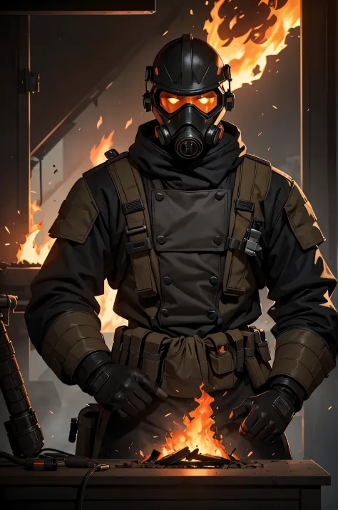 corporal jackson cole is a formidable flamethrower trooper, donning a menacing gas mask and fireproof armor for hazardous missio...