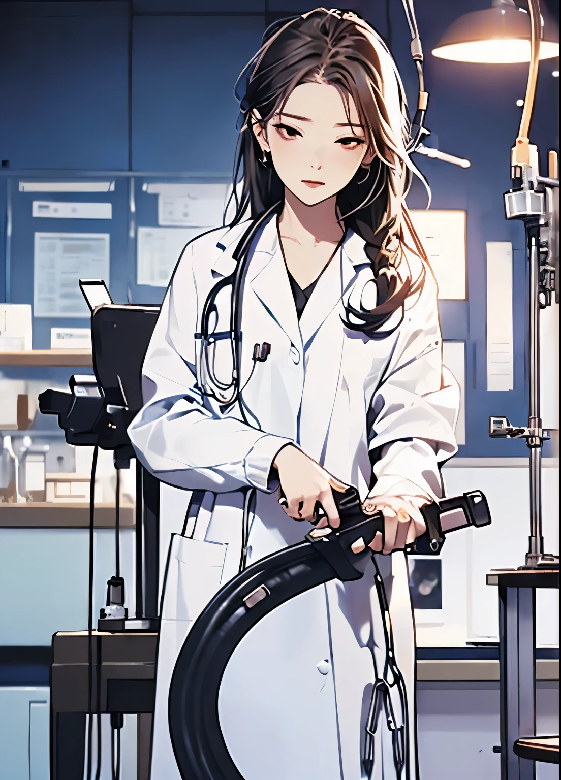 (((masterpiece))) (((nsfw:hentai))) ((( background : creepy laboratory : operating table : horror theme : high quality : detail ))) ((( character : Lee Ji Eun : fit body : small breast : smooth hair : naked : closed eyes : experiment body : wires attached to body : laying on operating table)))