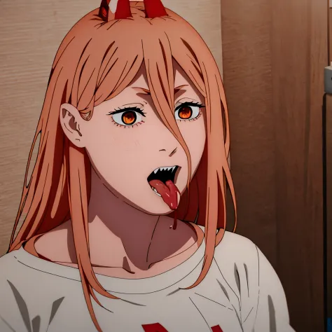 A pretty red-haired woman sucking a man&#39;s penis with her mouth and saying ahegao