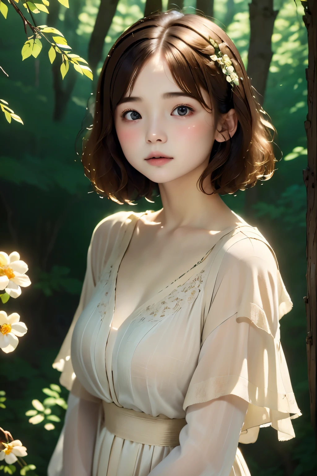 highest quality, masterpiece, High resolution, 1 girl, beautiful and perfect face, bob cut, maxi dress, Complex, movie-like atmosphere, 8K, very detailed