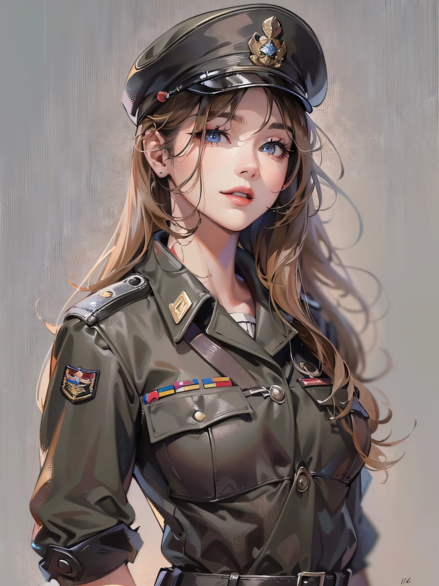 A Painting Of A Woman In A Military Uniform With A Hat - Seaart Ai