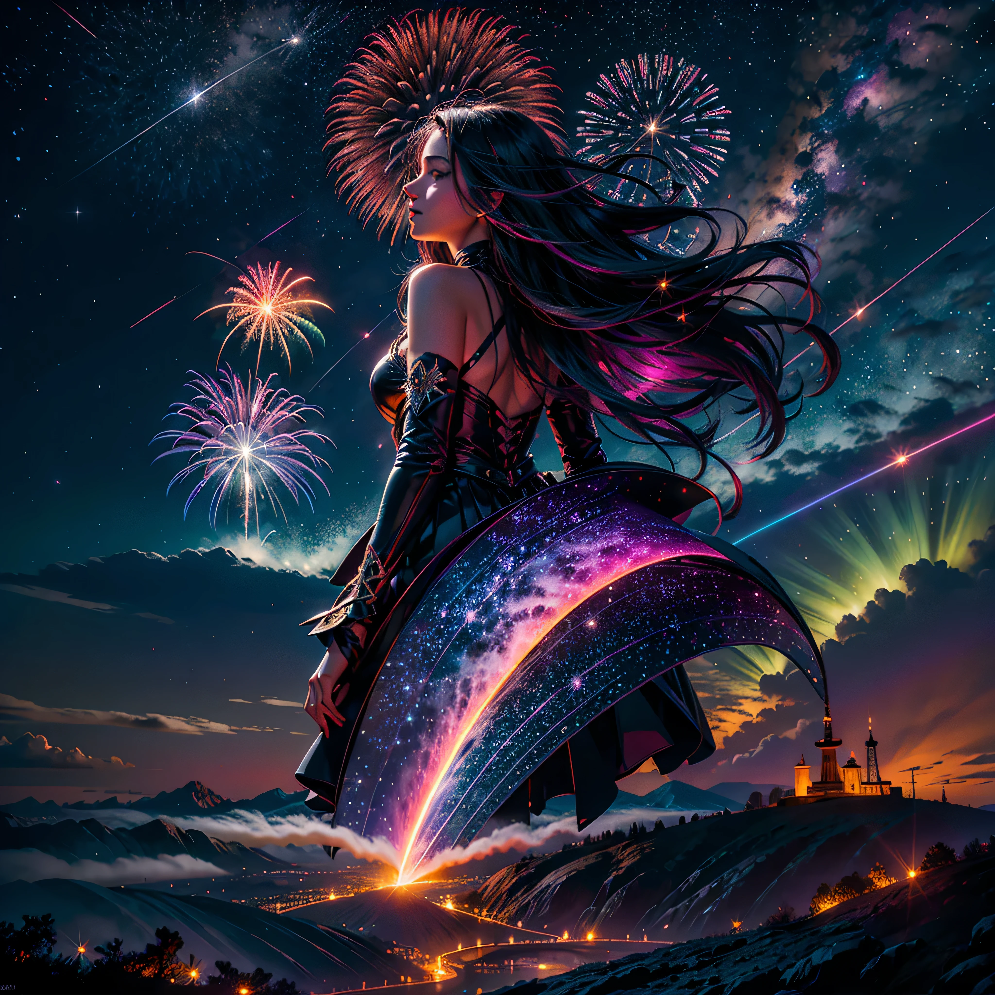 星系顏色星系寬敞星雲黑暗 _夜晚_天空 (Splendid fireworks bloom in the dark 夜晚 天空 background) 月落月出全景月光超傑作煙火多彩_煙火設想城市景觀橋樑裝飾愛國燈分形煙火在頭頂爆炸創造動態互連慶祝旁觀者日落電影_月光螢火蟲 ultra_高畫質超_照片逼真的最佳超_高品質 opengl-shaders ultra_高細節準確反射超_高解析度完美體積閃電改進 Octane_渲染超高清 "尼加拉瀑布" 壁爐怪物火焰爆炸火焰發光畢業背光變化多等. --s 1000 --c 20 --q 20 --混沌 100