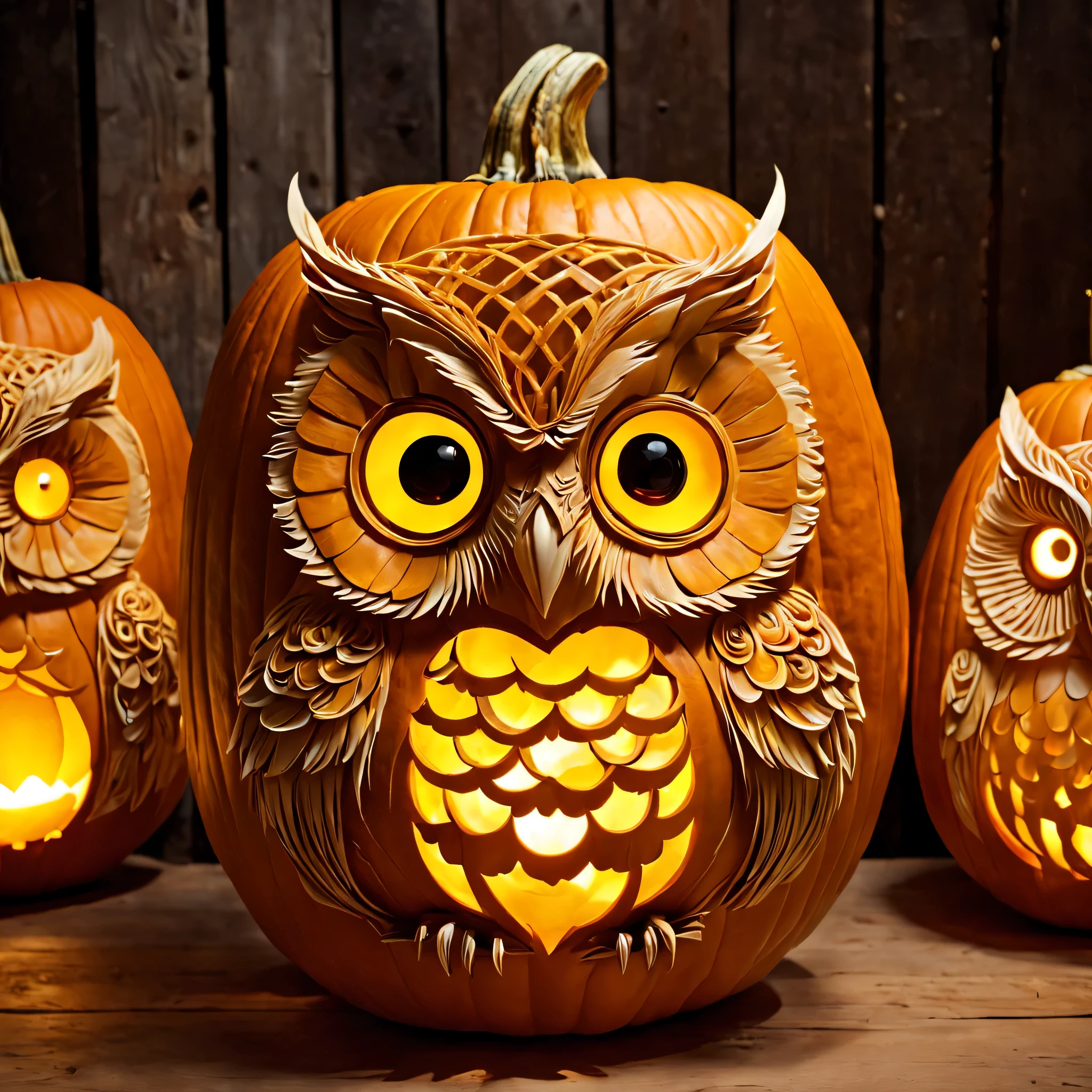 Pumpkin carving, Cutting art, cutting work, (Feels like being shaved:1.3), Blue light lantern made from cut pumpkin, intricate tropical fish carvings, (masterpiece), (highest quality), (Ultra high detail)