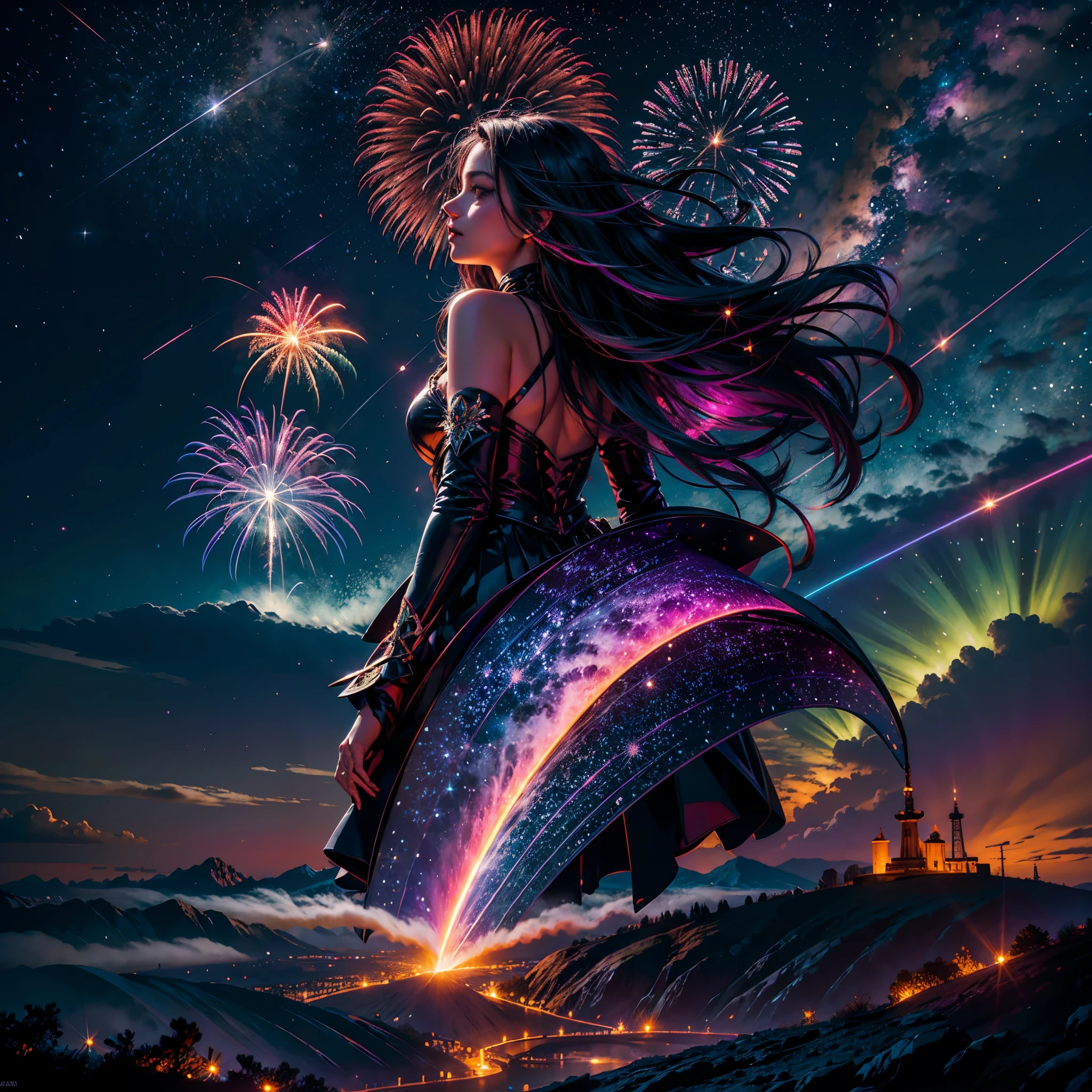 星系顏色星系寬敞星雲黑暗 _夜晚_天空 (Splendid fireworks bloom in the dark 夜晚 天空 background) 月落月出全景月光超傑作煙火多彩_煙火設想城市景觀橋樑裝飾愛國燈分形煙火在頭頂爆炸創造動態互連慶祝旁觀者日落電影_月光螢火蟲 ultra_高畫質超_照片逼真的最佳超_高品質 opengl-shaders ultra_高細節準確反射超_高解析度完美體積閃電改進 Octane_渲染超高清 "尼加拉瀑布" 壁爐怪物火焰爆炸火焰發光畢業背光變化多等. --s 1000 --c 20 --q 20 --混沌 100