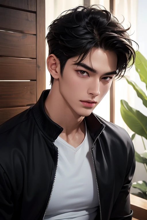 ((High quality)), ((masterpiece)), ((highly detailed)), perfect face, realistic, ((man)), ((Asian)), full body, young, 20 years old, black hair, comma hair style, ((handsome)), detailed eyes, beautiful detailed nose, realistic body, realistic light, comfortable exprssions, cute guy, sweat guy, cool guy, young, muscular body, abs body, sport clothes, sexy, rain