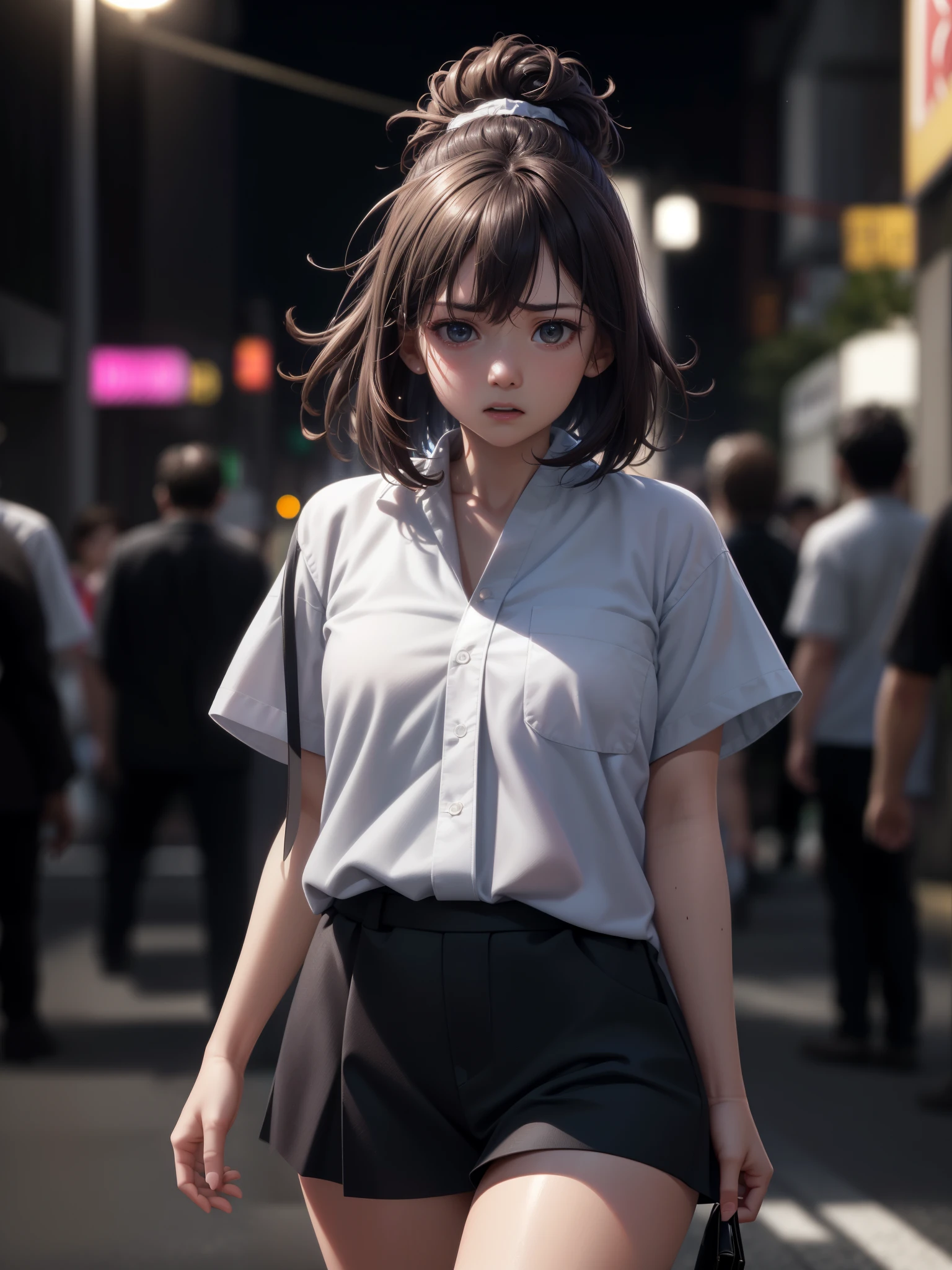 (((actual photography))),, portrait, (Scared face:1.3),, beautiful girl, looking at the audience, , (Uniforms:1.2), shirt buttons and pantull:1),, In Japan streets, (environmental details:1.3),, (original photo, CG unification, photography, ultra actual details, sharp focus, Delicate skin,4K, high resolution, masterpiece, best quality, actual, energetic:1.2),, (8k,4K, ultra high definition, high resolution, professional, Movie般的, Movie, dramatic),, (Deformed depth of field blurred background), Detailed background,