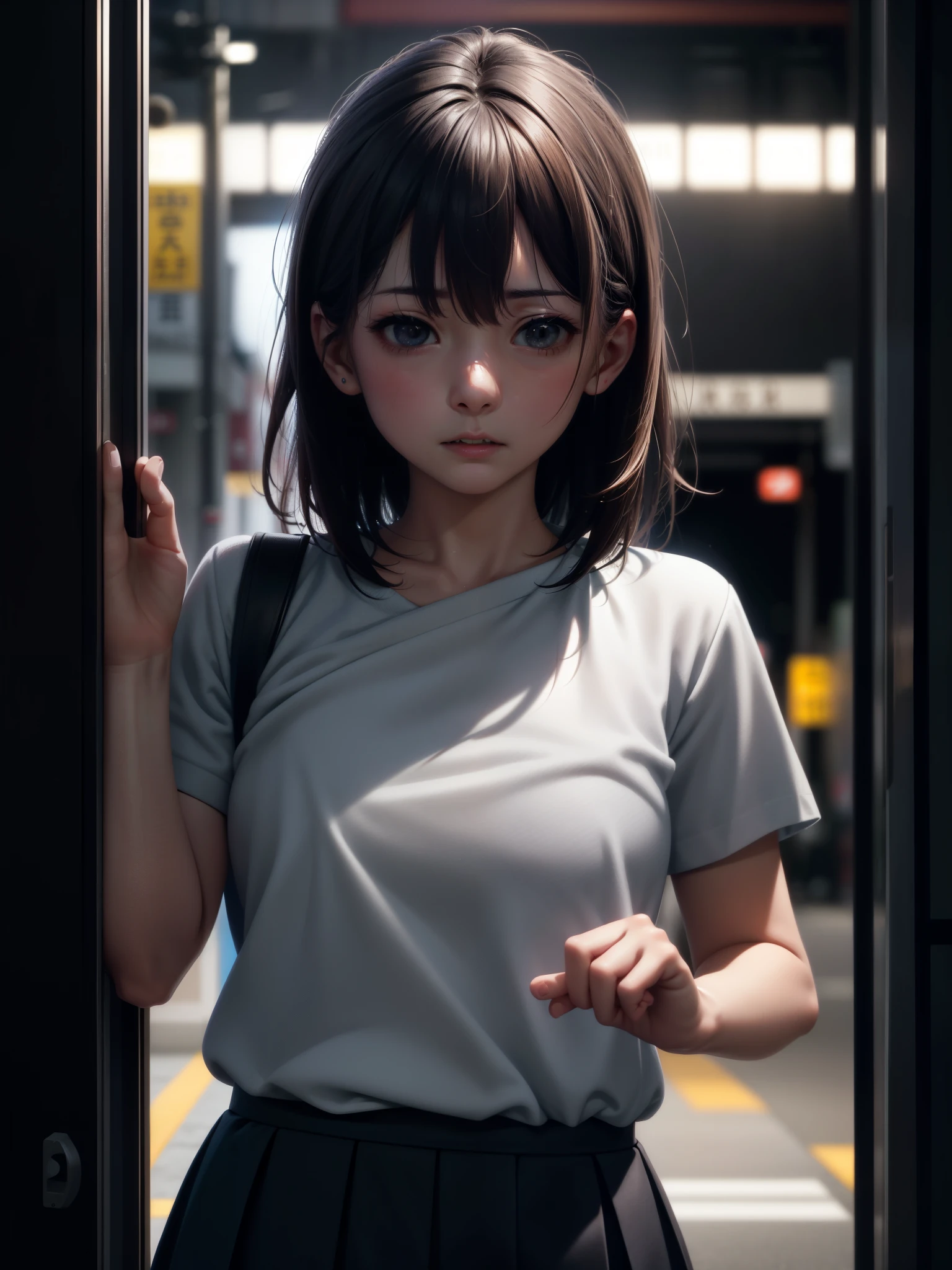 (((actual photography))),, portrait, (Scared face:1.3),, beautiful girl, looking at the audience,Wearing a torn school uniform , (full:1),, In Japan streets, (environmental details:1.3),, (original photo, CG unification, photography, ultra actual details, sharp focus, Delicate skin,4K, high resolution, masterpiece, best quality, actual, energetic:1.2),, (8k,4K, ultra high definition, high resolution, professional, Movie般的, Movie, dramatic),, (Deformed depth of field blurred background), Detailed background,