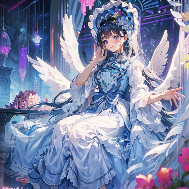 8K　4K　Beautiful images　masterpiece　Super high quality　wallpaper　beautiful少女　aristocratic dress　church　Light　angel wings　fantasy　one girl　1 girl　Beautiful　beautiful　flower　廃墟のchurch 超美麗　ultra high resolution　A Saint Full of Charity　Estrus　girl praying　Lightが降り注ぐ