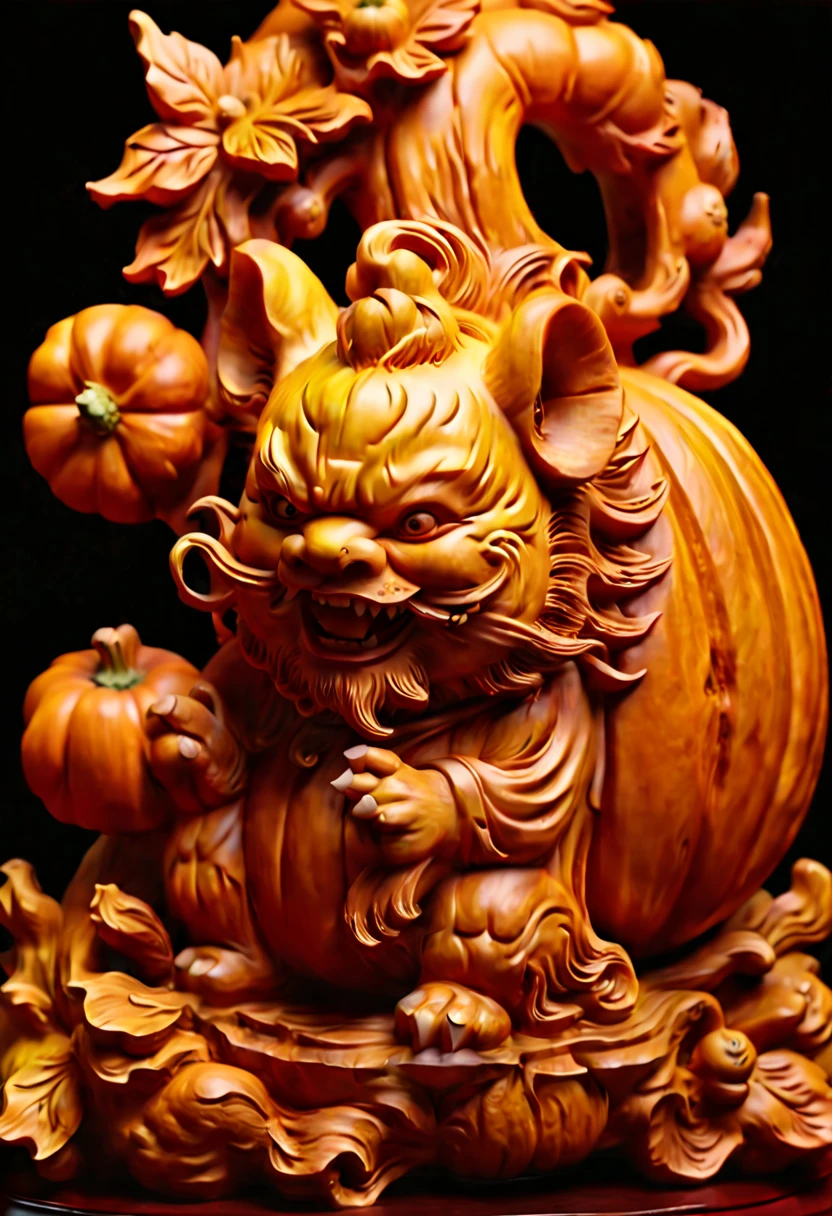 Pumpkin Carving art of oriental landscape painting, smooth surface, 3D Carving on Pumpkin, Chinese style, extremely detailed, soft lighting, soft contrast, incredible art, wlop, artstation, artgerm, octane render, (best quality, masterpiece, Representative work, official art, Professional, 8k:1.3)