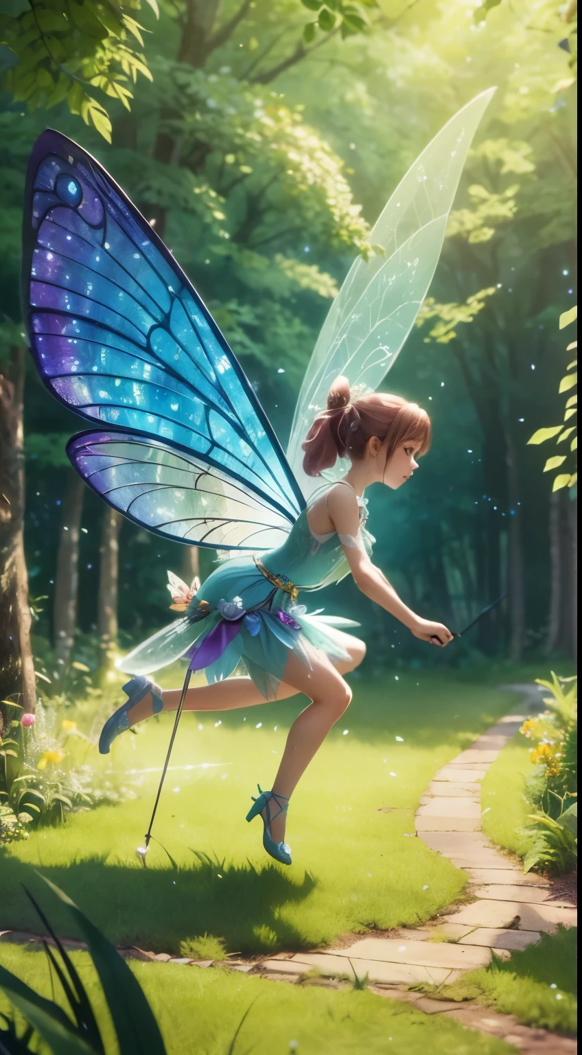 A woman in a fairy costume running through a forest - SeaArt AI