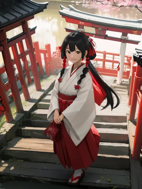 ((raw image quality:1.4))、8k resolution、3d, masterpiece, highest quality, 1 girl, upper body, shrine maiden, history reference: ...