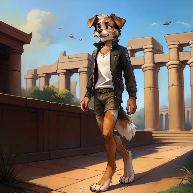 solo, ((australian shepard)), male, slender, ((twink)), detailed, uploaded to e621, beautiful and detailed portrait of an anthro...