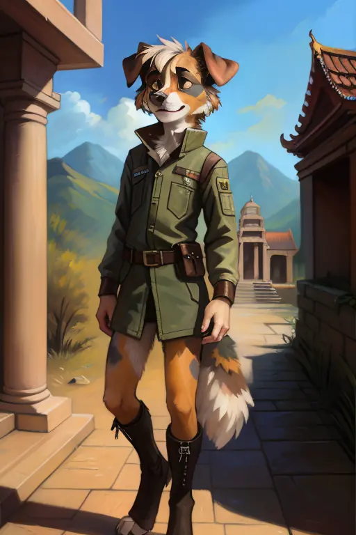 solo, ((australian shepard)), male, slender, ((twink)), detailed, uploaded to e621, beautiful and detailed portrait of an anthro...