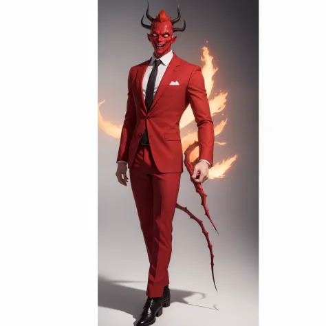 Masterpiece, best quality, T-pose, a 3D style, game character, holiday mischief, Ichigo Vasto Lorde from Bleach in Santa Business Suit: Visualize Vasto Lorde with fiery red skin reminiscent of Carnage, adorned in a Santa-color business suit. Picture him we...