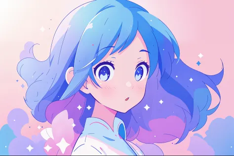 anime, beautiful girl portrait, glowing ethereal hair, anime girl with cosmic hair, beautiful young wind spirit, beautiful anime...