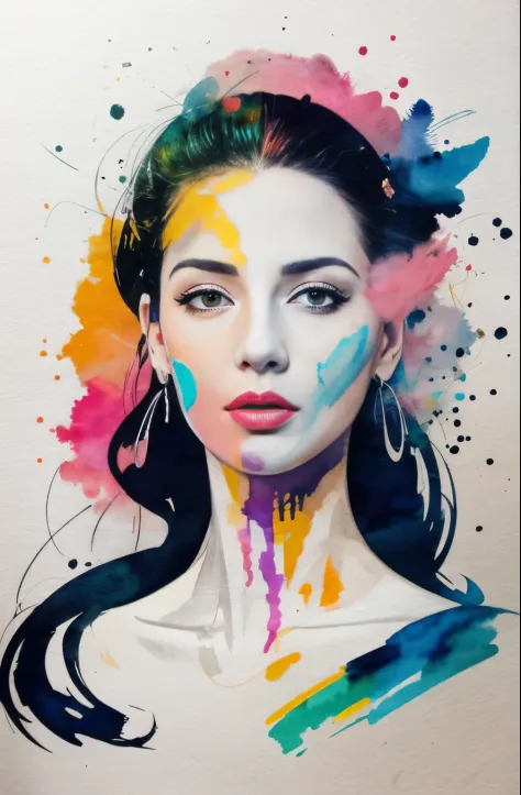 11:38:10 Painting of a woman with a black and white face expires after 29 days, Sylvia Pelissero watercolors, tumbler, abstract ...