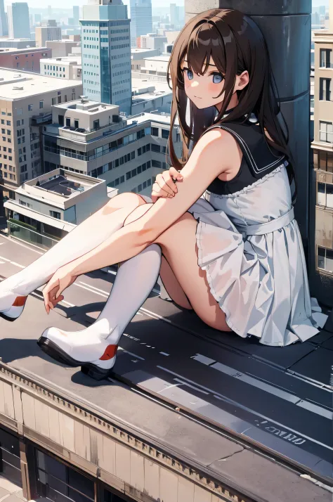 GTS girl sitting on a high building