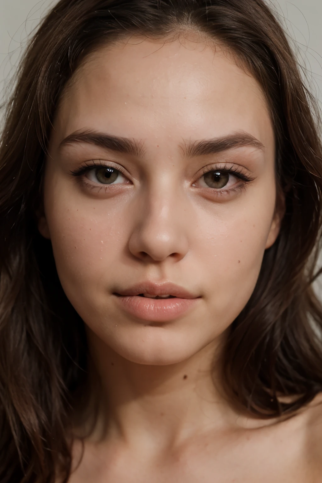 Close up portrait of beautiful brunette women with a slim figure