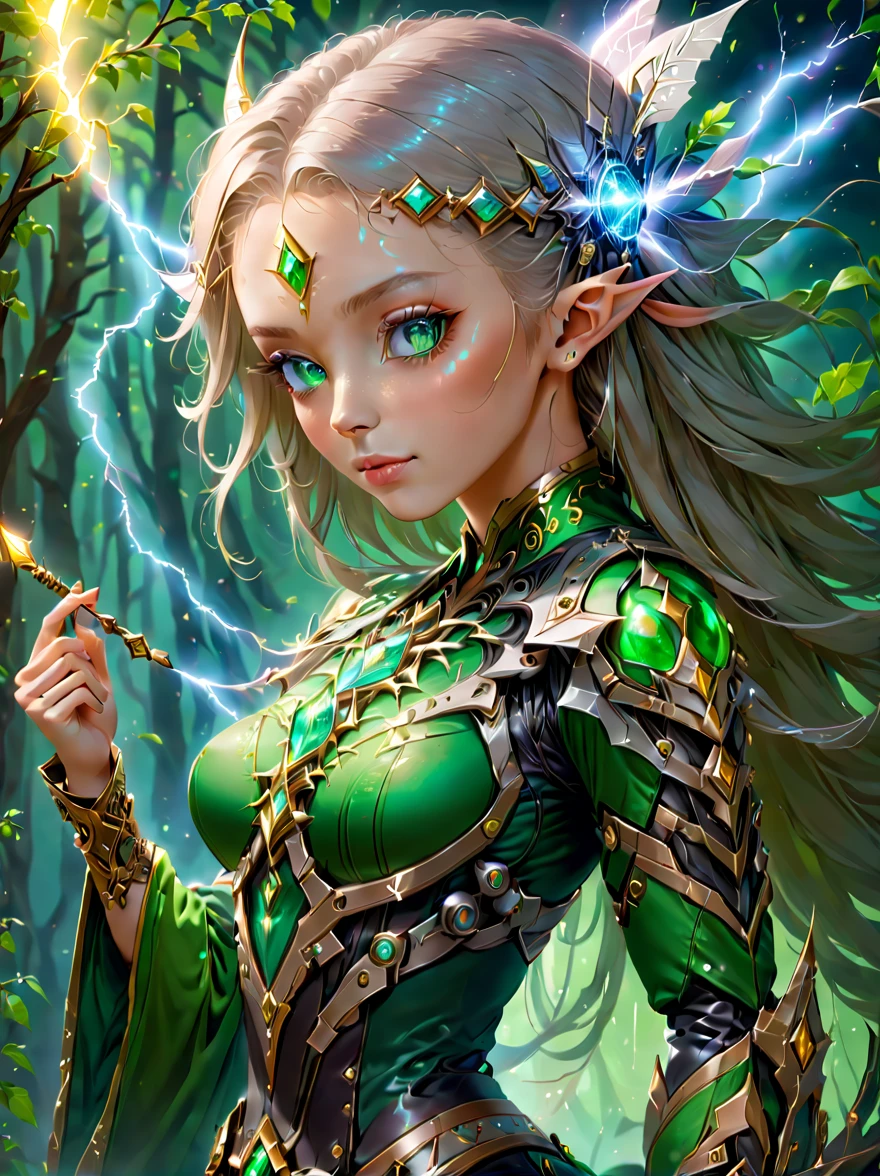 (ภาพเหมือน)，ยิงคาวบอย, ภาพเหมือน of a female elf，การผสมผสานที่เป็นเอกลักษณ์ของธีมกลไกอันมหัศจรรย์และอนาคต，((อวดความงามอันน่าหลงใหลของเธอในขณะที่ถือคฑาอัญมณีกลและร่ายเวทย์สายฟ้า))。ใบหน้าของเธอสวยมาก，หูแหลมและดวงตาที่มีเสน่ห์，เติมเต็มเส้นผมที่ลื่นไหล。(เครื่องแต่งกายที่เธอสวมผสมผสานเสื้อผ้าเอลฟ์แบบดั้งเดิมเข้ากับองค์ประกอบกลไกทางเทคโนโลยีแห่งอนาคต.:1.3)，เป็นสัญลักษณ์ของจุดบรรจบของเวทมนตร์และเทคโนโลยี。พื้นหลังผสมผสานป่าลึกลับเข้ากับองค์ประกอบไซไฟแห่งอนาคตอันละเอียดอ่อน，เสริมด้วยธีมที่เป็นเอกลักษณ์。การแสดงออกของเธอมั่นใจและทรงพลัง，รวบรวมความสง่างามและพลังของวิญญาณในตำนาน。เวทีประสาทหลอน，บรรยากาศอันบริสุทธิ์, (ถูกต้องตามหลักกายวิภาคศาสตร์, การแต่งหน้าให้สวยงาม , ใบหน้าสวย, สัดส่วนใบหน้าที่สมบูรณ์แบบ), （ถูกต้องตามหลักกายวิภาคศาสตร์，มือที่แม่นยำและสมบูรณ์แบบ，คำอธิบายนิ้วโดยละเอียด，นิ้วที่ละเอียดอ่อนของผู้หญิง 5 นิ้ว，นิ้วสวย），（รายละเอียดใบหน้าขั้นสูง：1.1），1.สมจริงมากขึ้น 4 เท่า，แสงภาพยนตร์, โซนี่ เอฟ , มุมกว้าง, มุมมองบุคคลที่หนึ่ง, 8ก, ความละเอียดสูงพิเศษ, ผลงานชิ้นเอก, อคิวรา, ผิวที่มีพื้นผิว, รายละเอียดสูง, คุณภาพดีที่สุด, ได้รับรางวัล，ถ่ายภาพจากระยะไกล，ความรู้สึกของระยะทาง