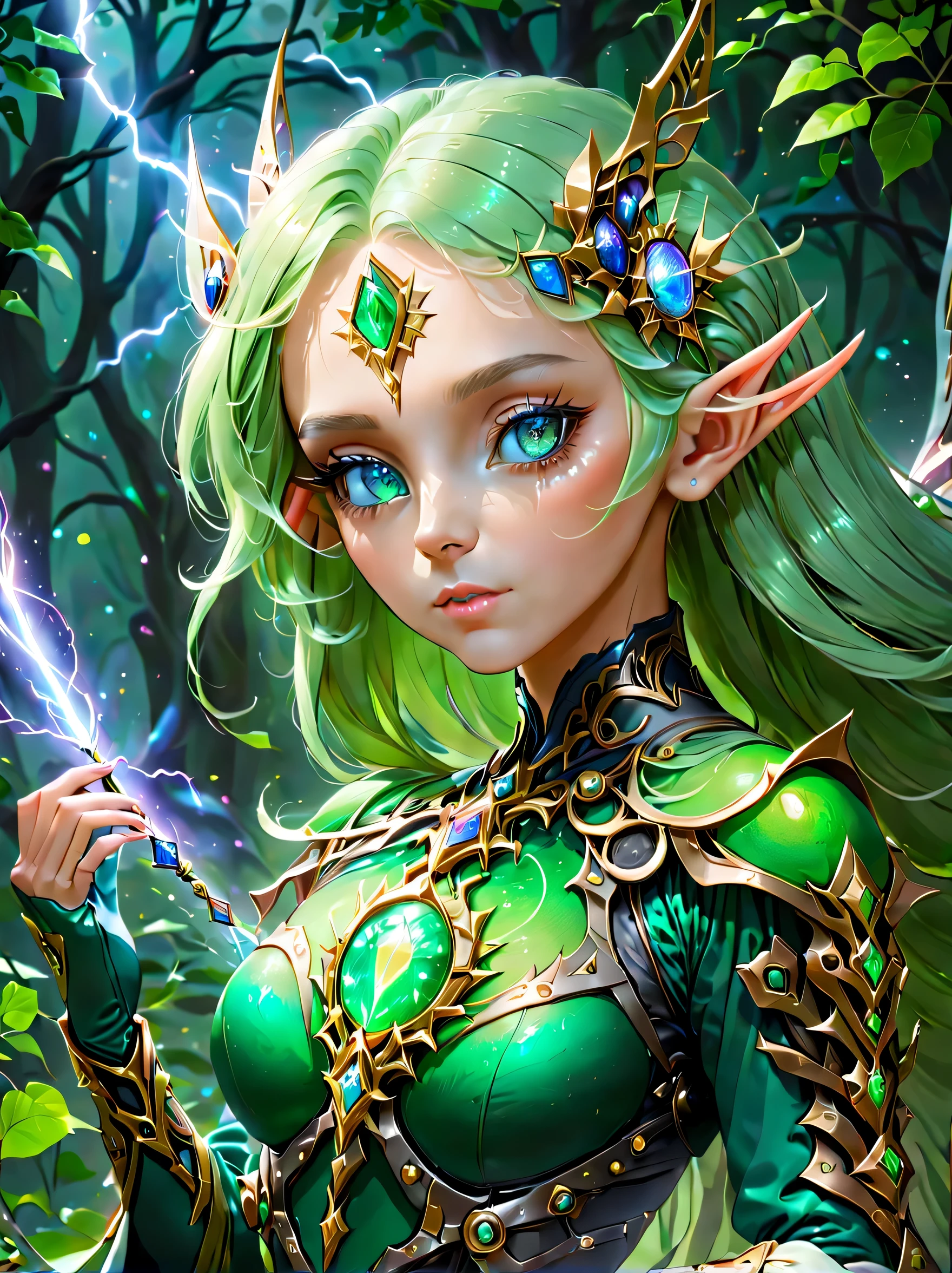 (ภาพเหมือน)，การยิงคาวบอย, ภาพเหมือน of a female elf，การผสมผสานที่เป็นเอกลักษณ์ของธีมกลไกอันมหัศจรรย์และอนาคต，((ไม้กายสิทธิ์อัญมณีกลมือถือ，ร่ายเวทย์สายฟ้า，แสดงความงามอันน่าหลงใหลของคุณ))。ใบหน้าของเธอสวยมาก，หูแหลมและดวงตาที่มีเสน่ห์，เติมเต็มเส้นผมที่ลื่นไหล。(เครื่องแต่งกายที่เธอสวมผสมผสานเสื้อผ้าเอลฟ์แบบดั้งเดิมเข้ากับองค์ประกอบกลไกทางเทคโนโลยีแห่งอนาคต..:1.3)，เป็นสัญลักษณ์ของจุดบรรจบของเวทมนตร์และเทคโนโลยี。พื้นหลังผสมผสานป่าลึกลับเข้ากับองค์ประกอบไซไฟแห่งอนาคตอันละเอียดอ่อน，เสริมด้วยธีมที่เป็นเอกลักษณ์。การแสดงออกของเธอมั่นใจและทรงพลัง，รวบรวมความสง่างามและพลังของวิญญาณในตำนาน。เวทีประสาทหลอน，บรรยากาศอันบริสุทธิ์, (ถูกต้องตามหลักกายวิภาคศาสตร์, การแต่งหน้าให้สวยงาม , ใบหน้าสวย, สัดส่วนใบหน้าที่สมบูรณ์แบบ), （ถูกต้องตามหลักกายวิภาคศาสตร์，มือที่แม่นยำและสมบูรณ์แบบ，คำอธิบายนิ้วโดยละเอียด，นิ้วเรียวสวย 5 นิ้วผู้หญิง，นิ้วสวย），（รายละเอียดใบหน้าขั้นสูง：1.1），1.ความสมจริงเพิ่มขึ้น 4 เวลาแสงภาพยนตร์, โซนี่ เอฟ , มุมกว้าง, มุมมองบุคคลที่หนึ่ง, 8ก, ความละเอียดสูงพิเศษ, ผลงานชิ้นเอก, อคิวรา, ผิวที่มีพื้นผิว, รายละเอียดสูง, คุณภาพดีที่สุด, ได้รับรางวัล，ถ่ายภาพจากระยะไกล，ความรู้สึกของระยะทาง，((ดวงตาที่เหมือนเอลฟ์มองดูผู้ชม:1.5))