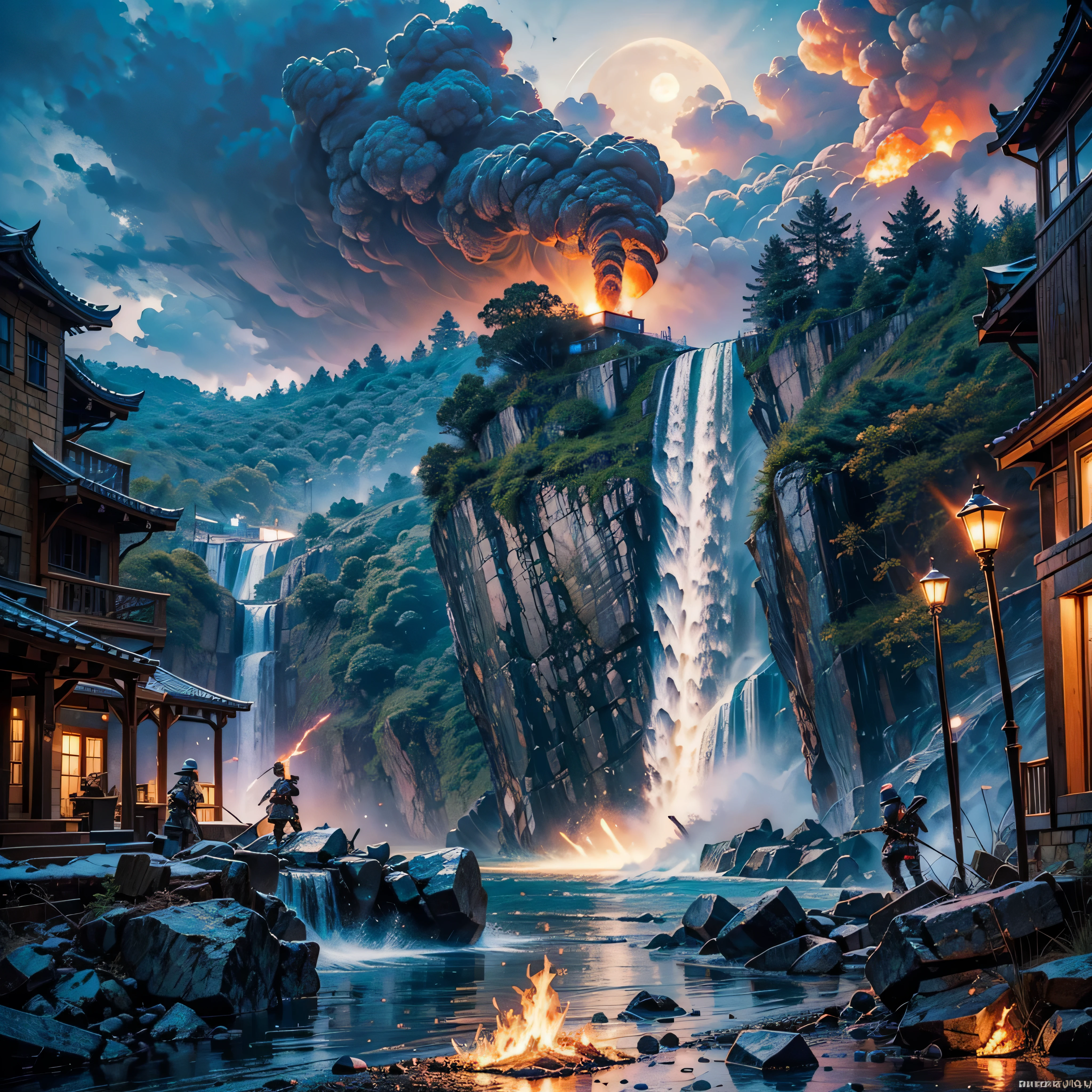 themoon， optic， fanciful，It was dark，storming，salama，in a panoramic view，Photos taken from video games in large cities with a large population, an ancient city on fire, background of invading army, Beautiful rendering of the Three Kingdoms period, The scene of the war, Background: Battle scene, invading army background, The consequences of a big war, heroic battle scene, epic battle scene, Siege ultra_high-def ultra_Photo-realistic optimal ultra_high-quality opengl-shaders ultra_high-details accurate reflex ultra_high-res perfection volumetric lightning improved Octane_rendues UHD XT3 DSLR HDR 3dcg analogiques extatiques symmetrical onyx rubis summon floraison invoque viceroy magic incandescente creature CGSCOSITY butterfly Cristallines Monarch wings sundrop flash blow glow opale straight chrome flat lava bands population Tourmaline plasma "Niagara Falls" hearth glass mirror monster Fire Blast Flame saturate luminescence backlight shadow Chef-D&#39 tattoo Bruce_Weber sex naked nsfw varied multi etc. --s 1000 --c 20 --q 20 --chaos 100