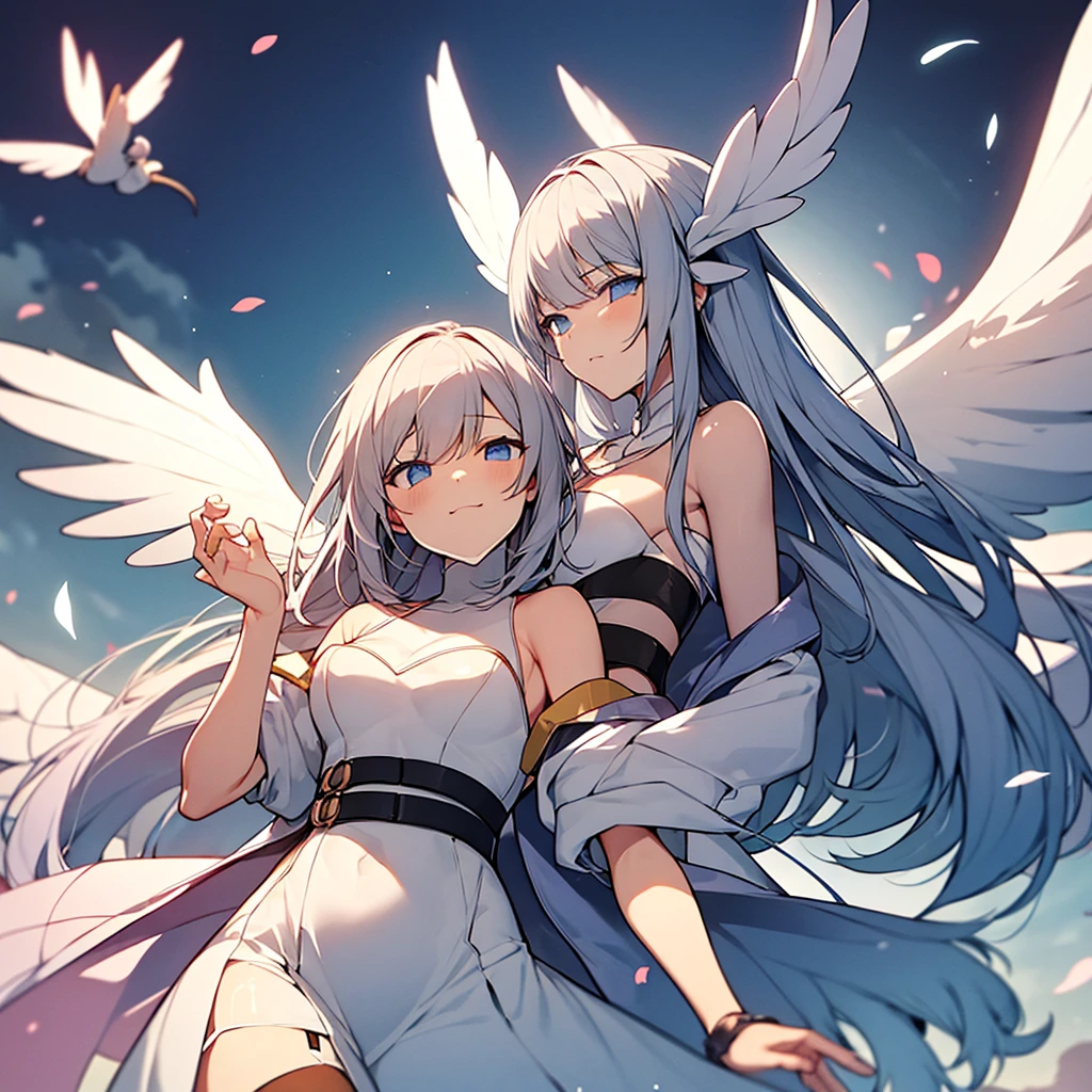 8K　4K　Beautiful images　masterpiece　Super high quality　wallpaper　美New少女　aristocratic dress　church　Light　angel wings　fantasy　one girl　1 girl　Beautiful　美New　flower　super beautiful　ultra high resolution　A Saint Full of Charity　Estrus　girl praying　Lightが降り注ぐ　silver hair　flower飾り　garter belt　white　Cang　fluttering wings　舞い散るflowerびら　blue eyes　whiteい翼　flower畑　whiteいflower　Feathers dance　god々New